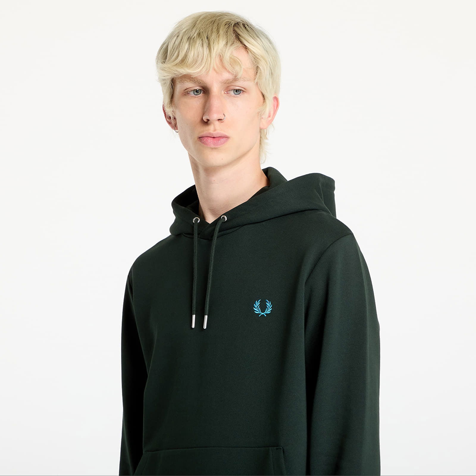 Tipped Hooded Sweatshirt Night Green/ Ocean