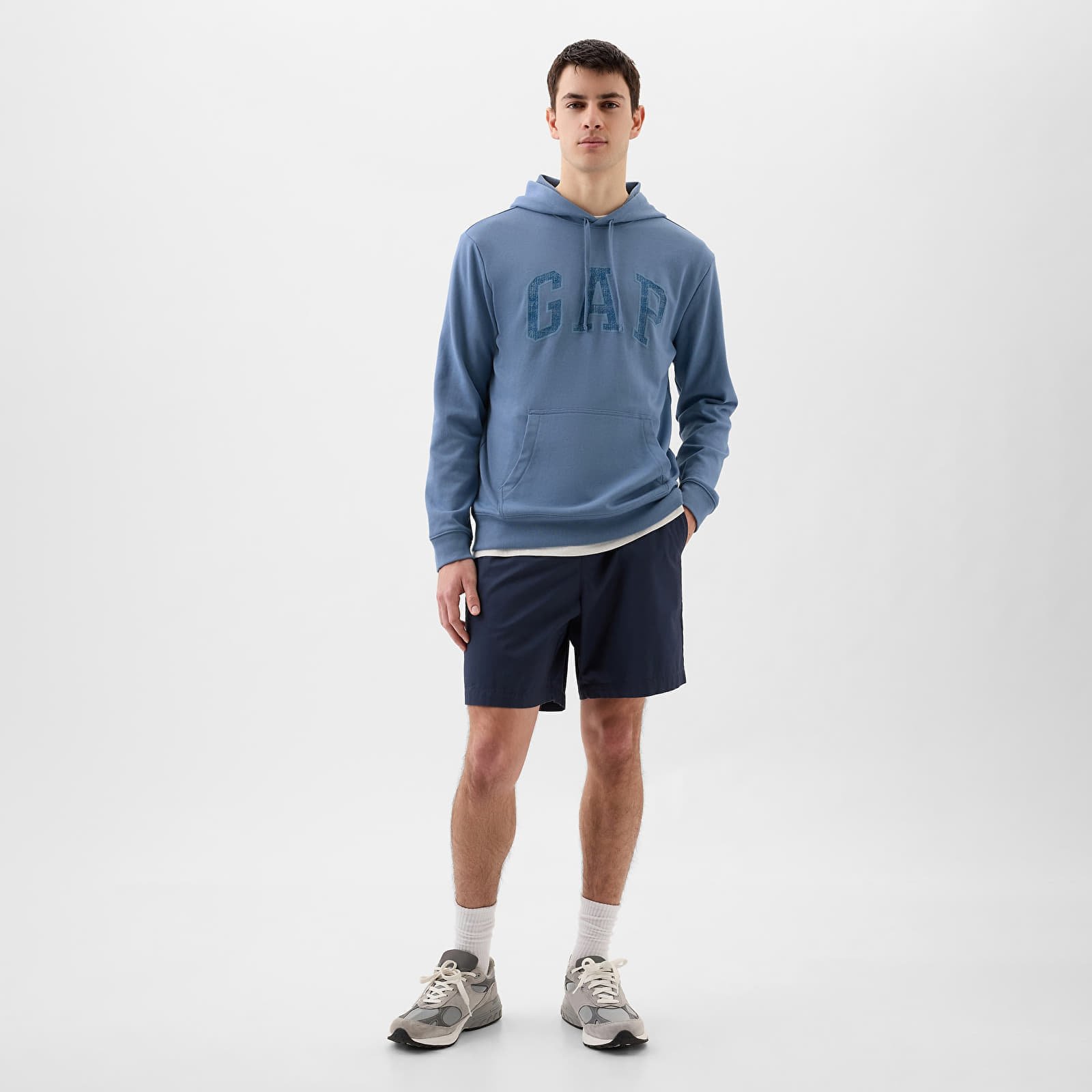 French Terry Pullover Logo Hoodie Soft Cornflower