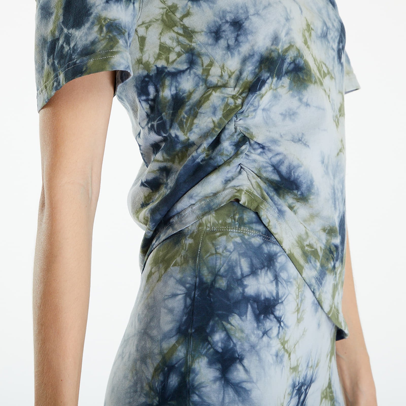 Femme Tie Dye Cropped Ruched T-Shirt Quarry