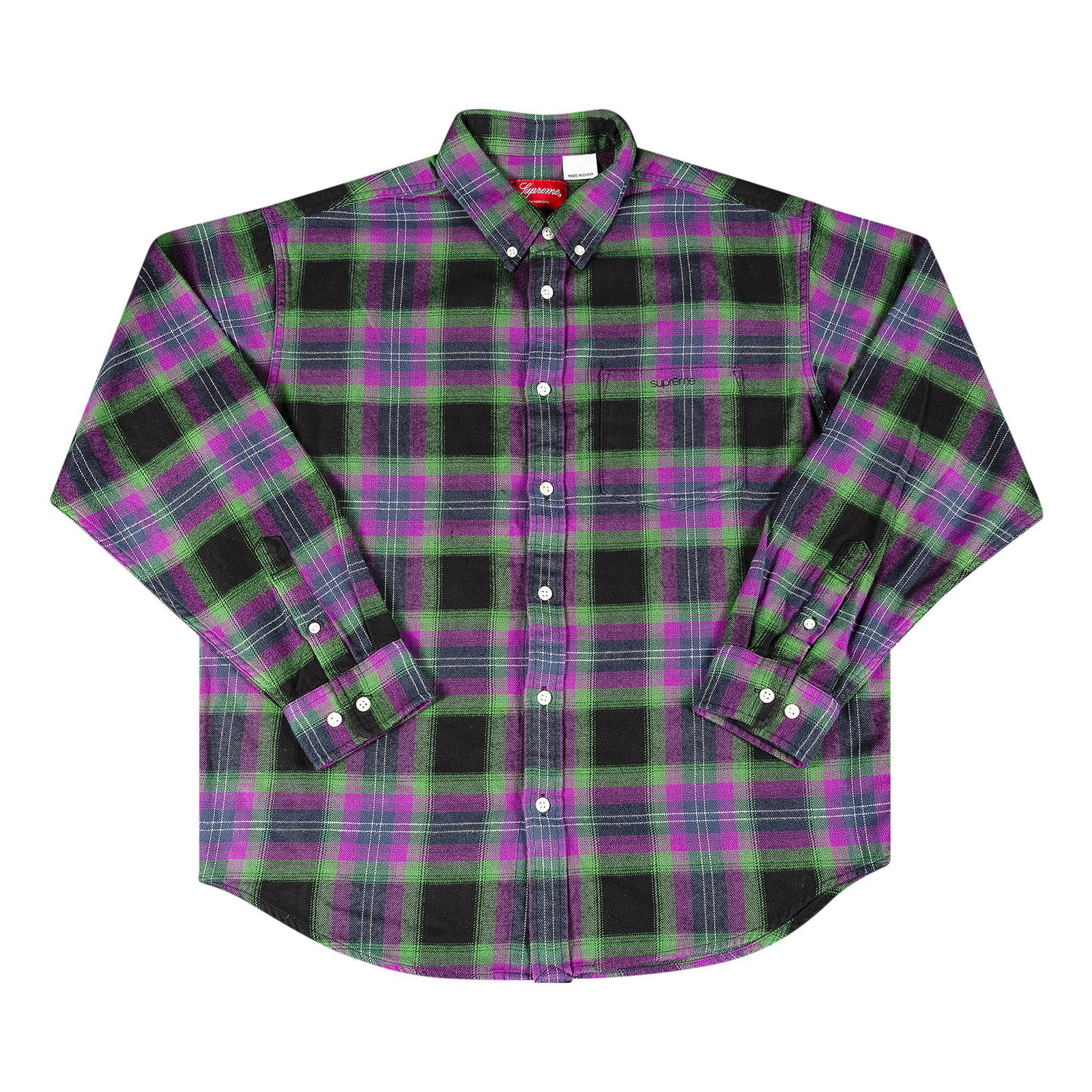 Košile Supreme Brushed Plaid Flannel Shirt SS22S8 BLACK | FLEXDOG