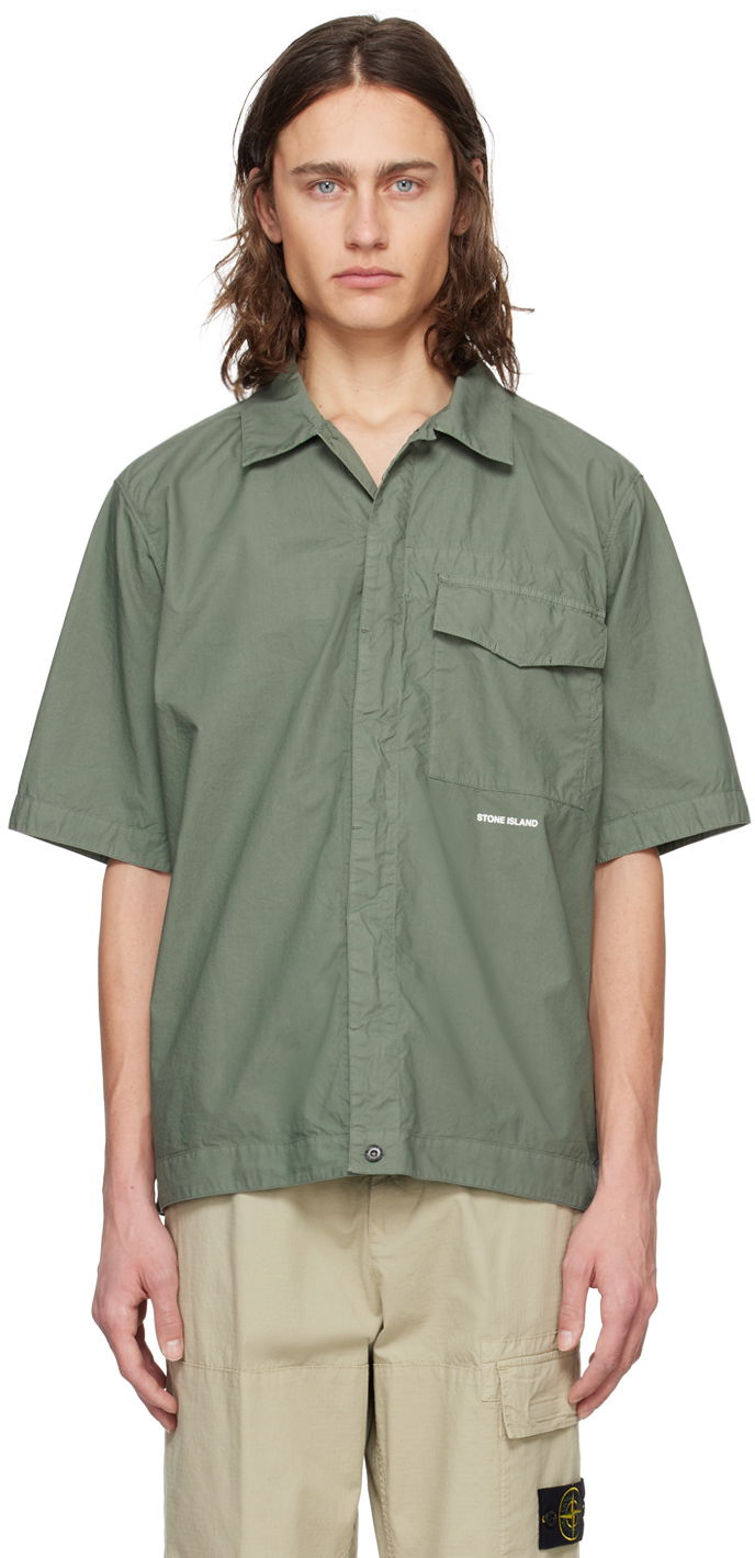 Khaki Spread Collar Shirt