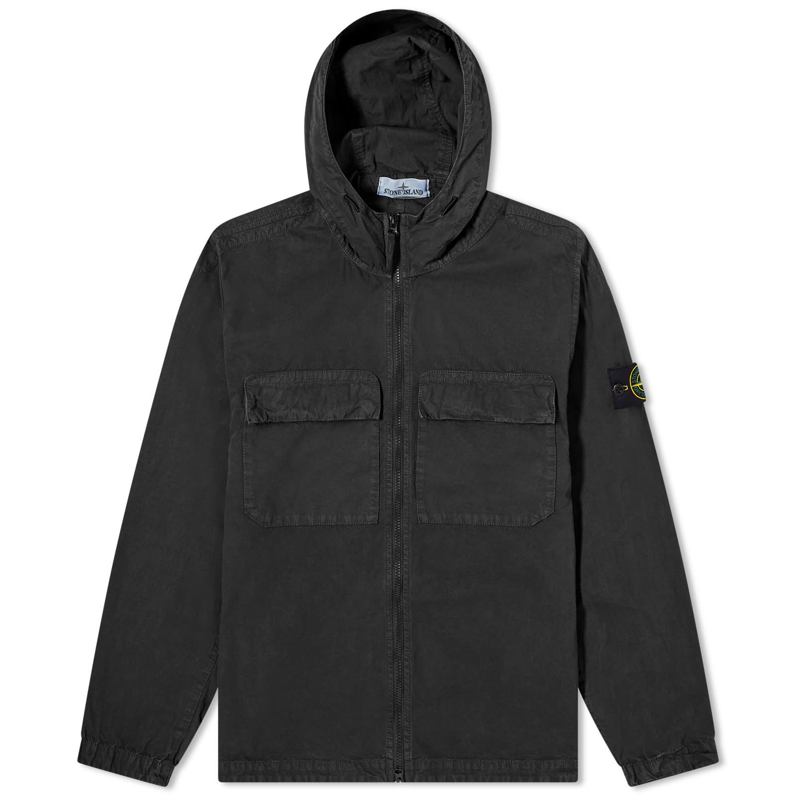 Brushed Cotton Canvas Hooded Overshirt