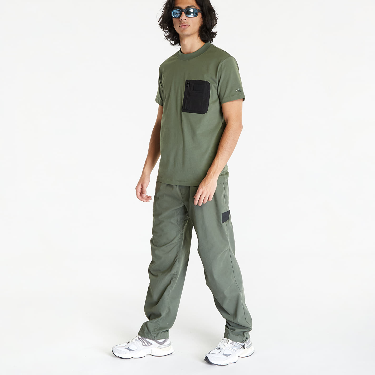 Jeans Mix Media Short Sleeve Tee Green