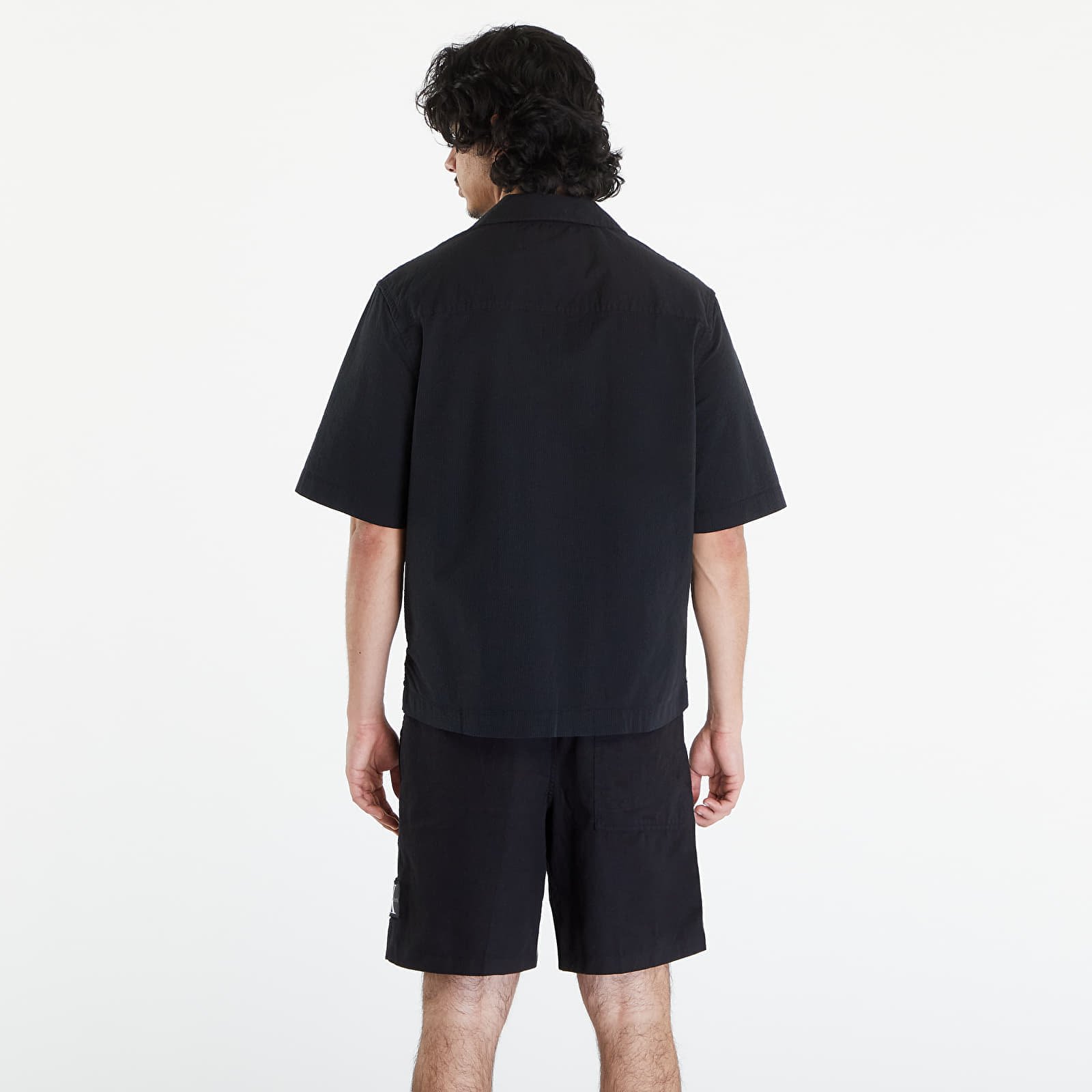 Seersucker Short Sleeve Shirt Black
