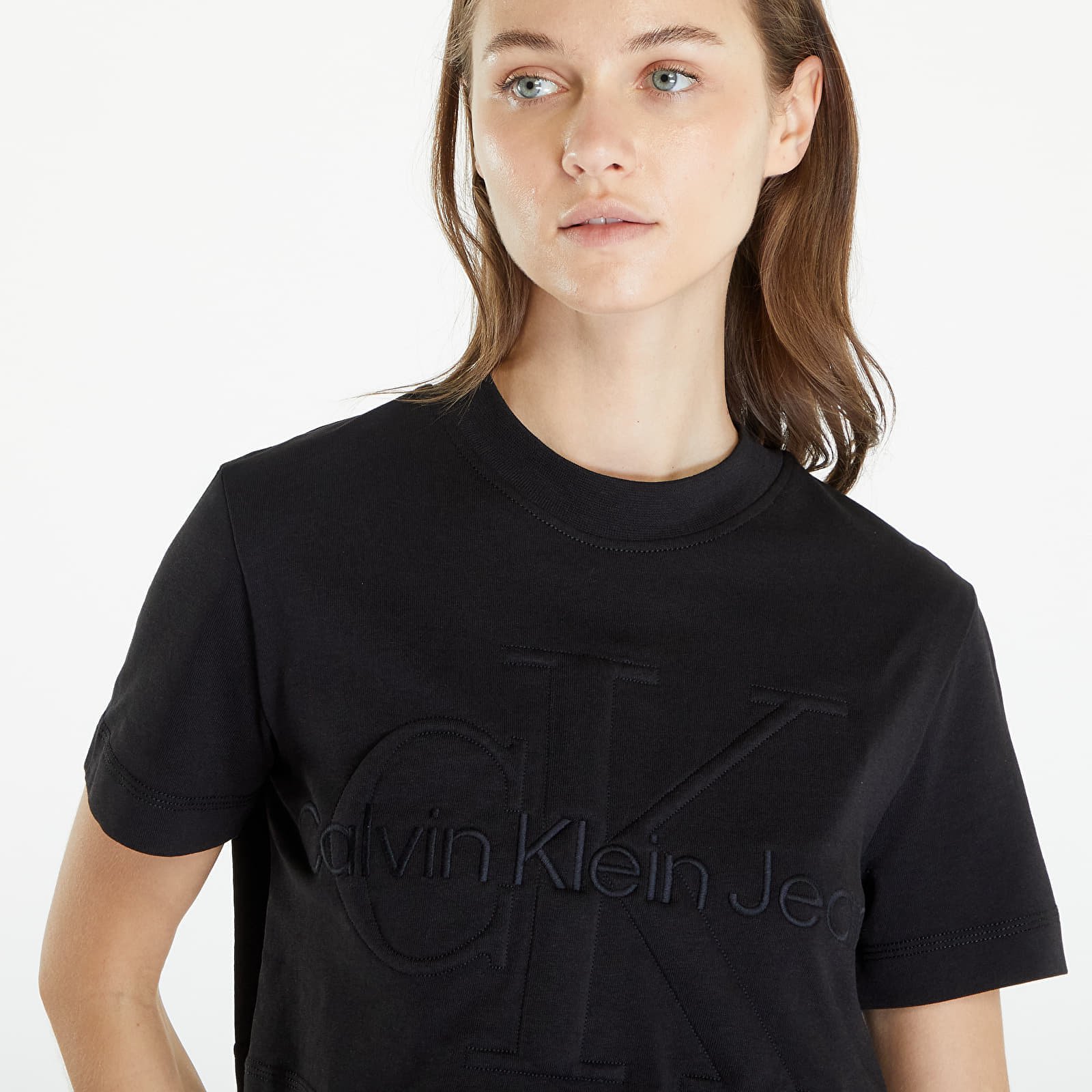 Premium Monologo Cropped T-Shirt Black