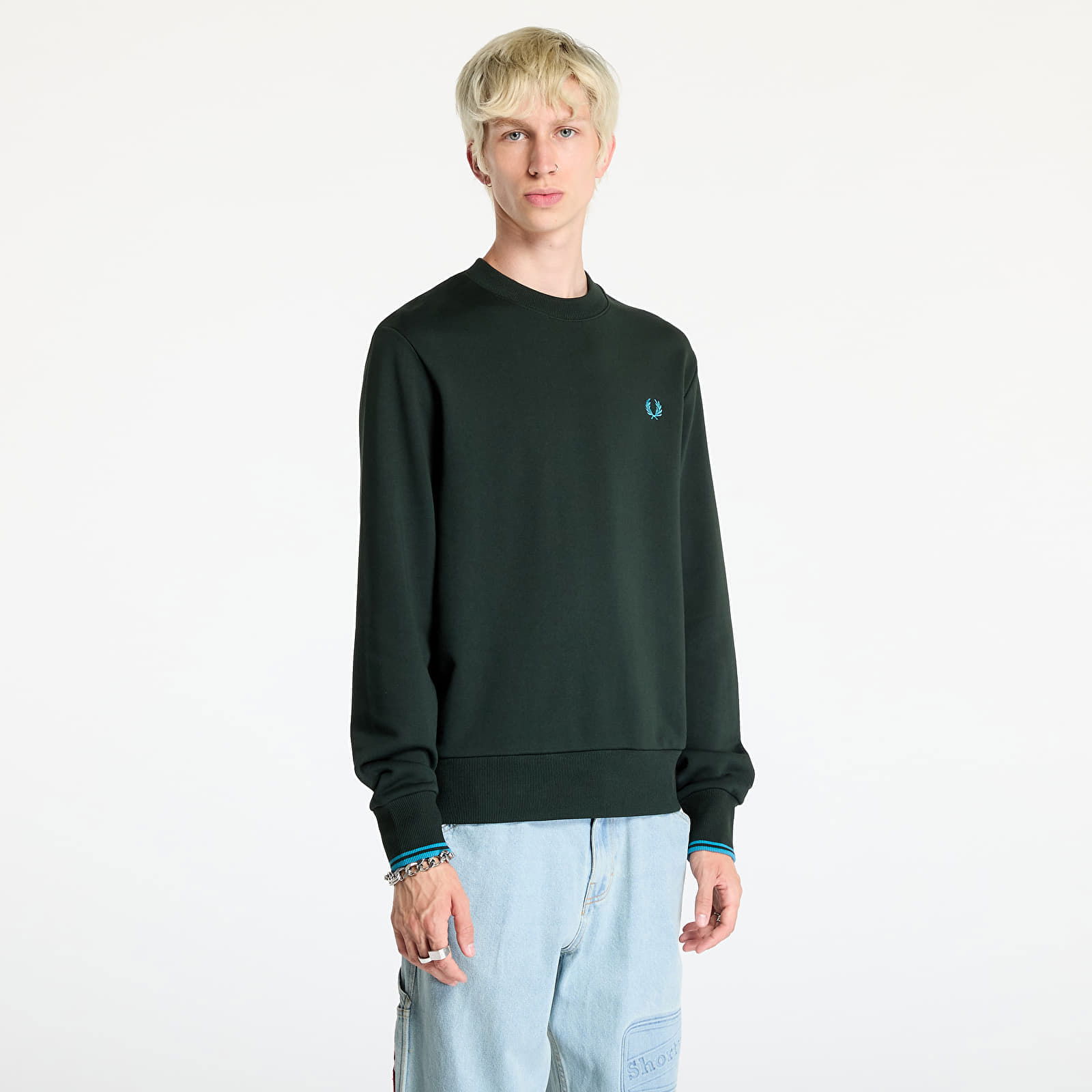 Crew Neck Sweatshirt Night Green/ Ocean