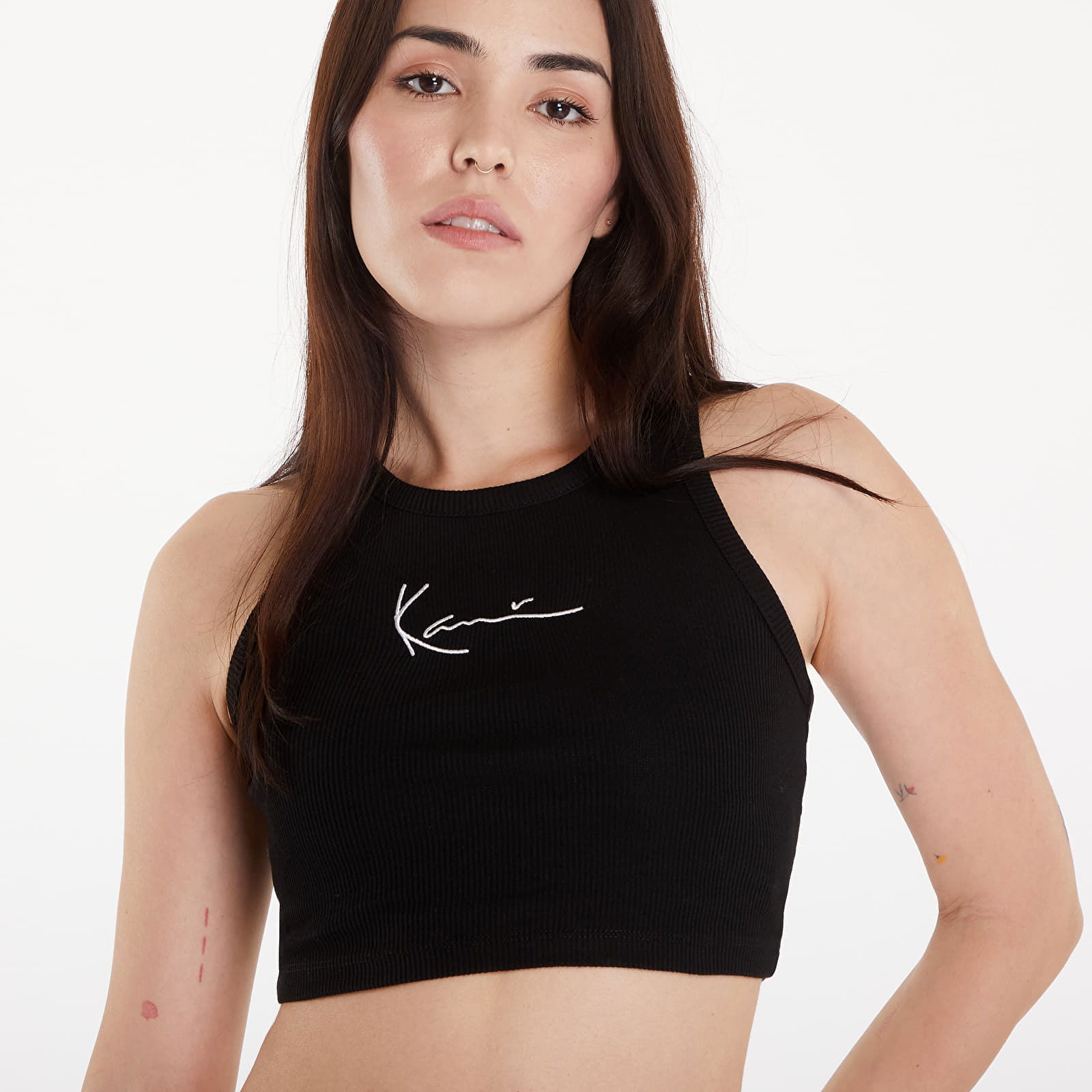 Top Small Signature Essential Racer Rib Top Black