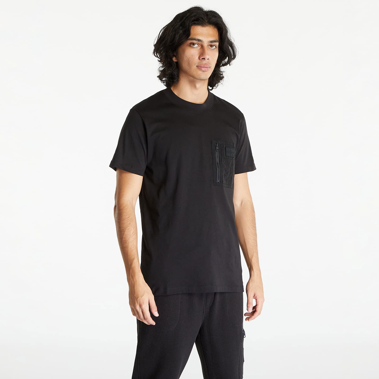 Jeans Mix Media Short Sleeve Tee Black