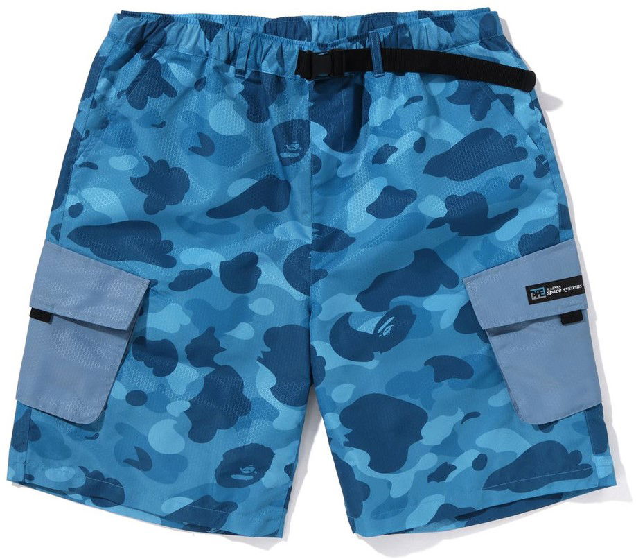 Bape Honeycomb Camo Cargo Shorts Blue