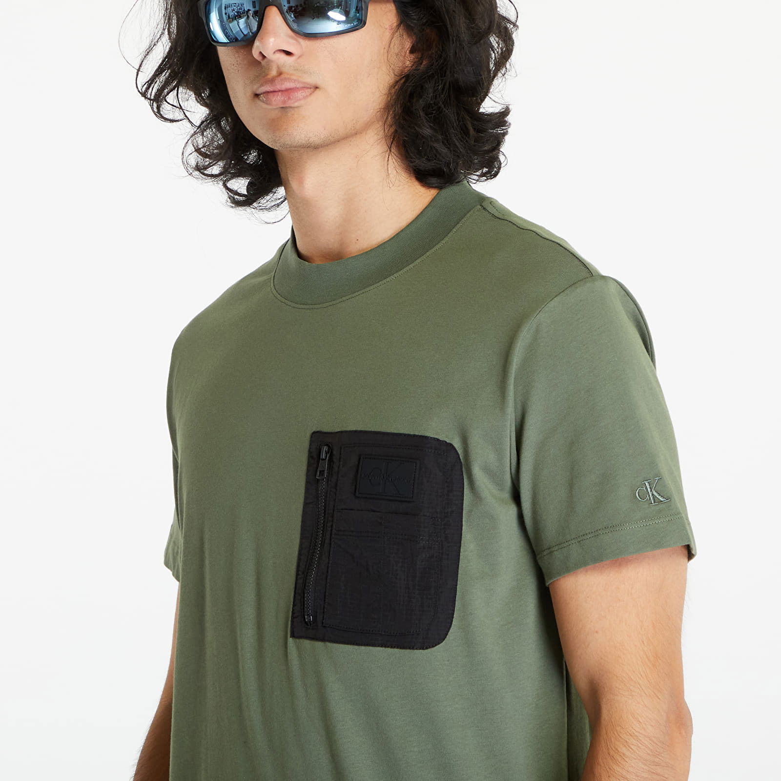 Jeans Mix Media Short Sleeve Tee Green