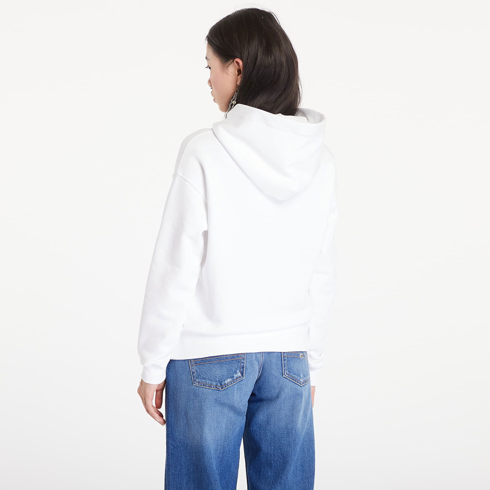 Boxy Logo Drawcord Hoodie White