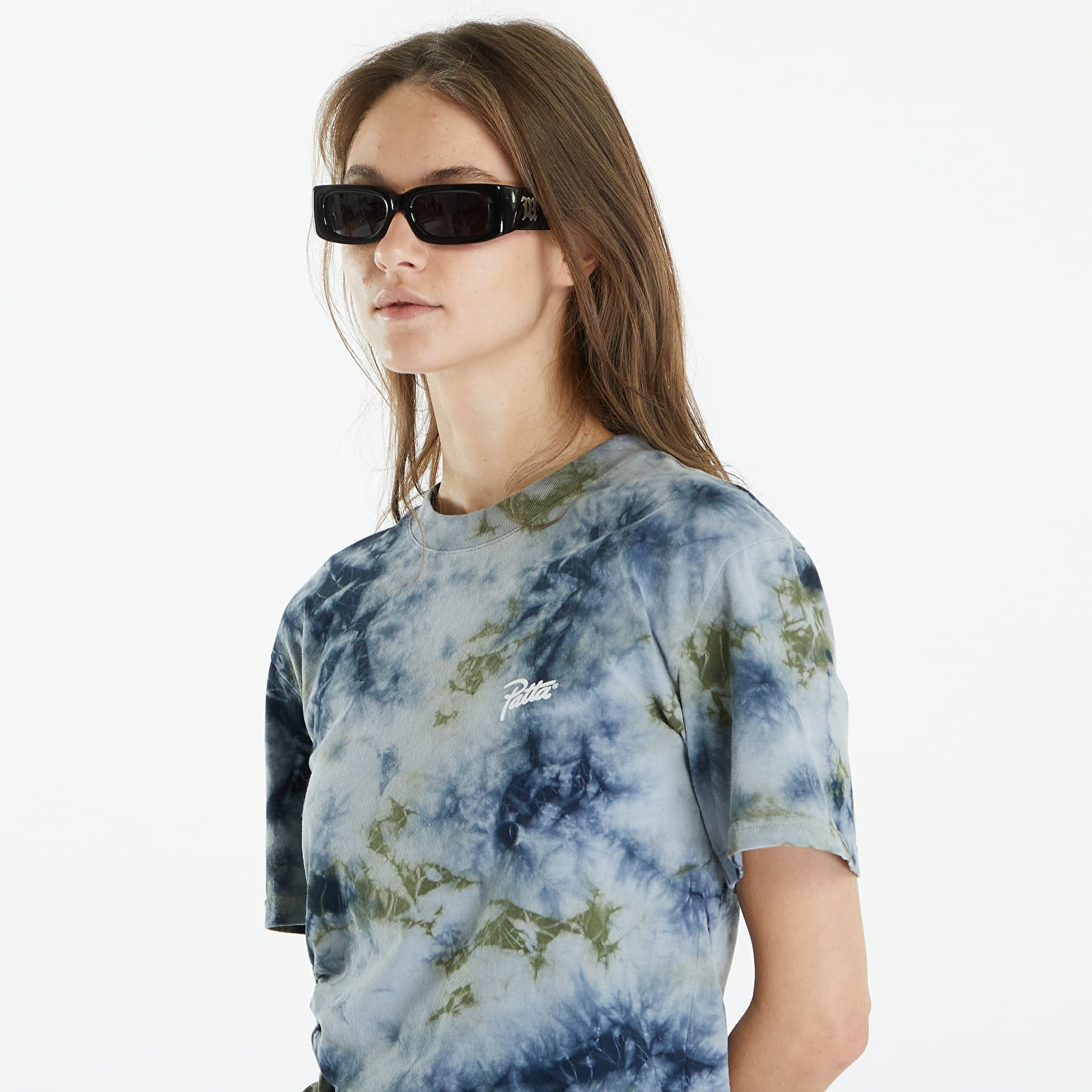 Femme Tie Dye Cropped Ruched T-Shirt Quarry