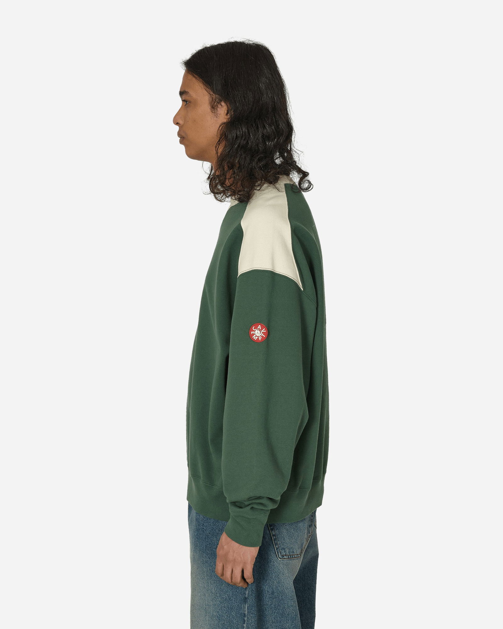 Panel Shoulder Crewneck Sweatshirt Green