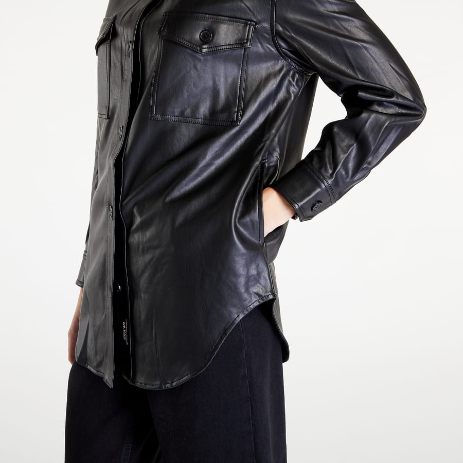 Nicole Pu Leather Shirt Jacket