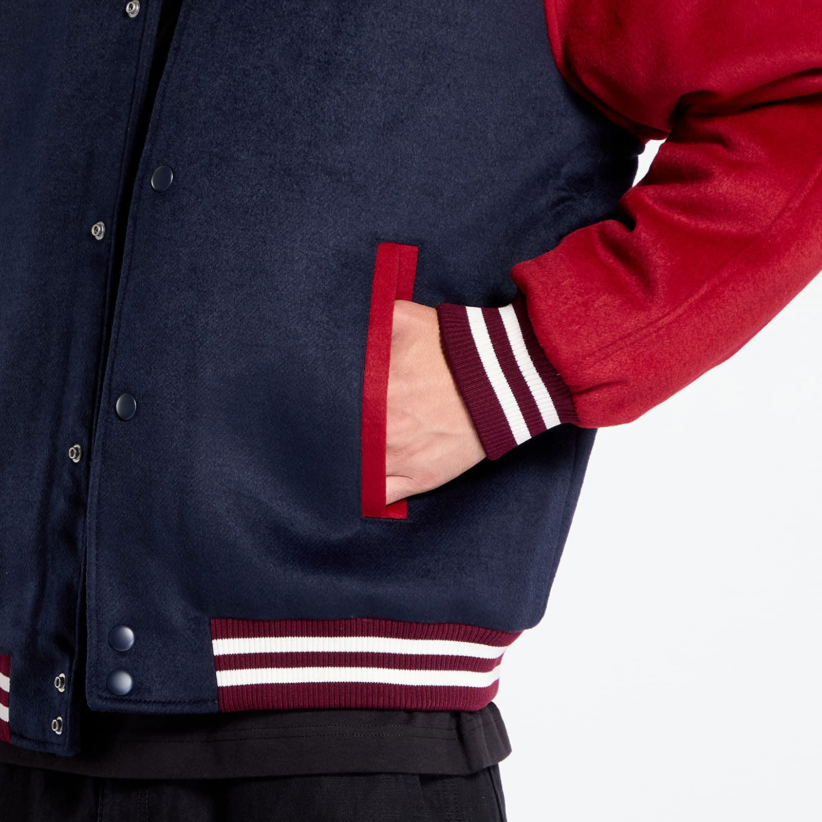 Wool Blend Crest Bomber Dark Night Navy/ Regatta Red