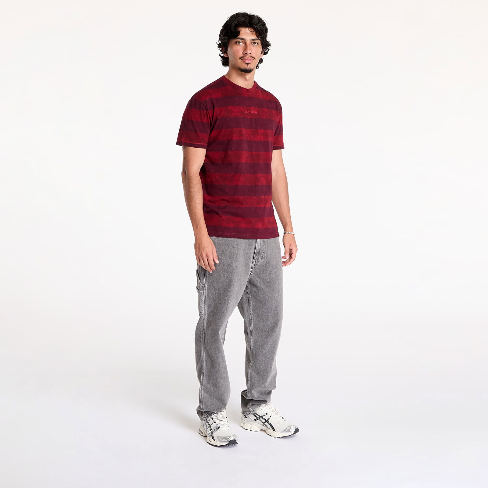 Regular Classic Overdyed Tee Deep Rouge/ Heritage Pink Stripe