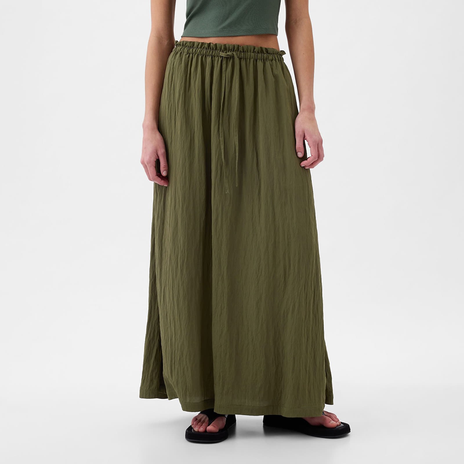 Skirt Paperbag Pull On Maxi Skirt Ripe Olive