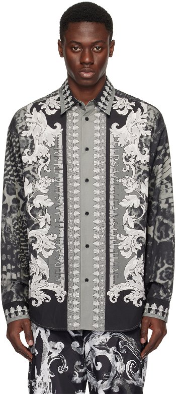 Versace Couture Black & Gray Animalier Shirt E76GAL21A_ENS438