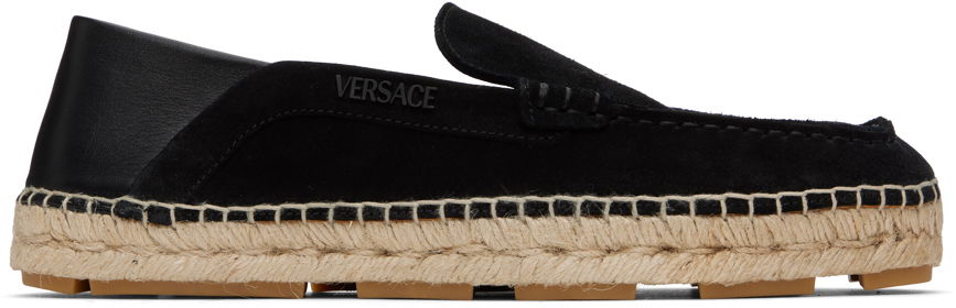 Black Logo Suede Espadrilles