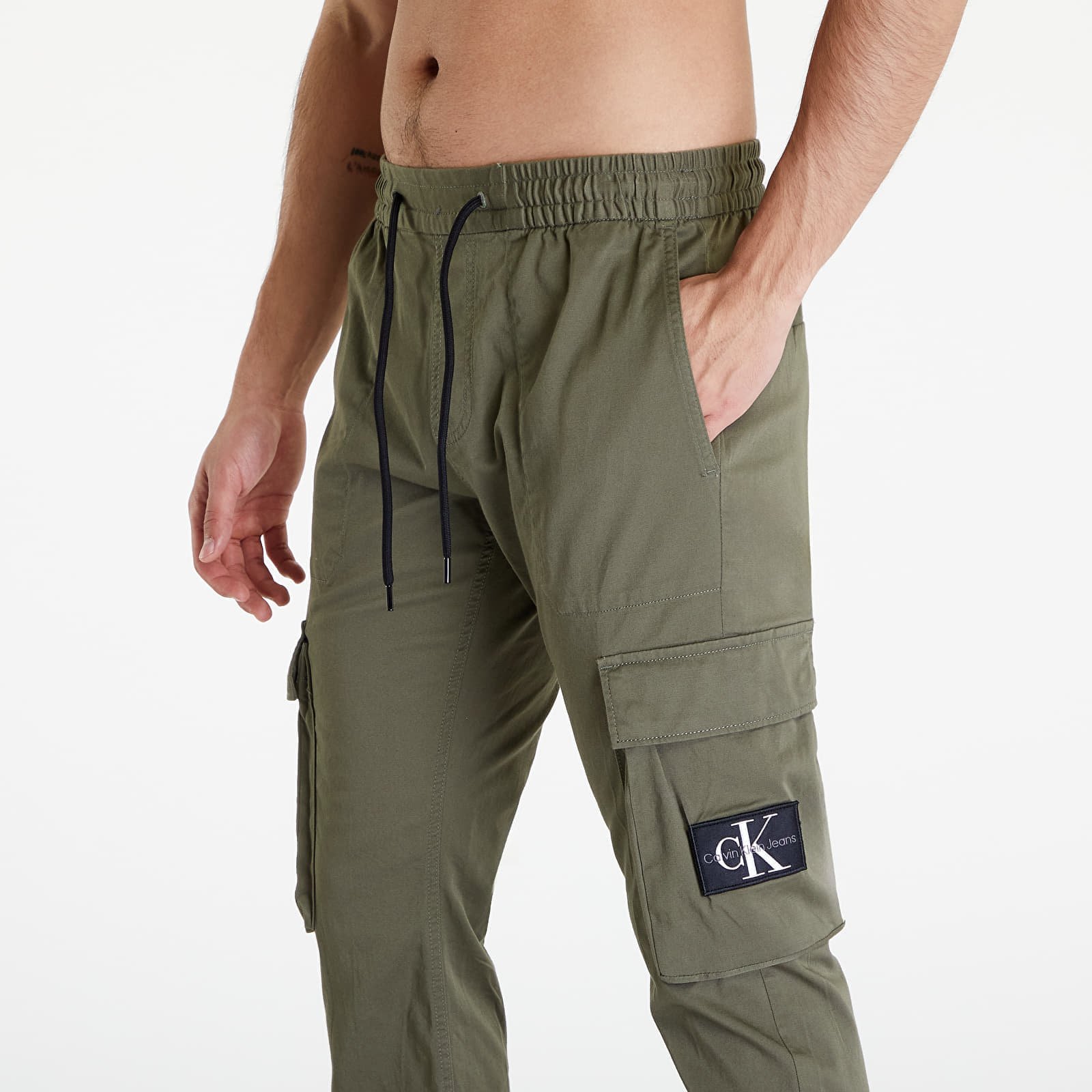 Skinny Washed Cargo Pants Green