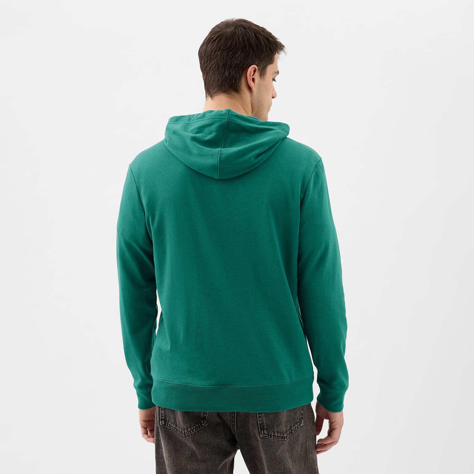 French Terry Pullover Logo Hoodie Jade Stone