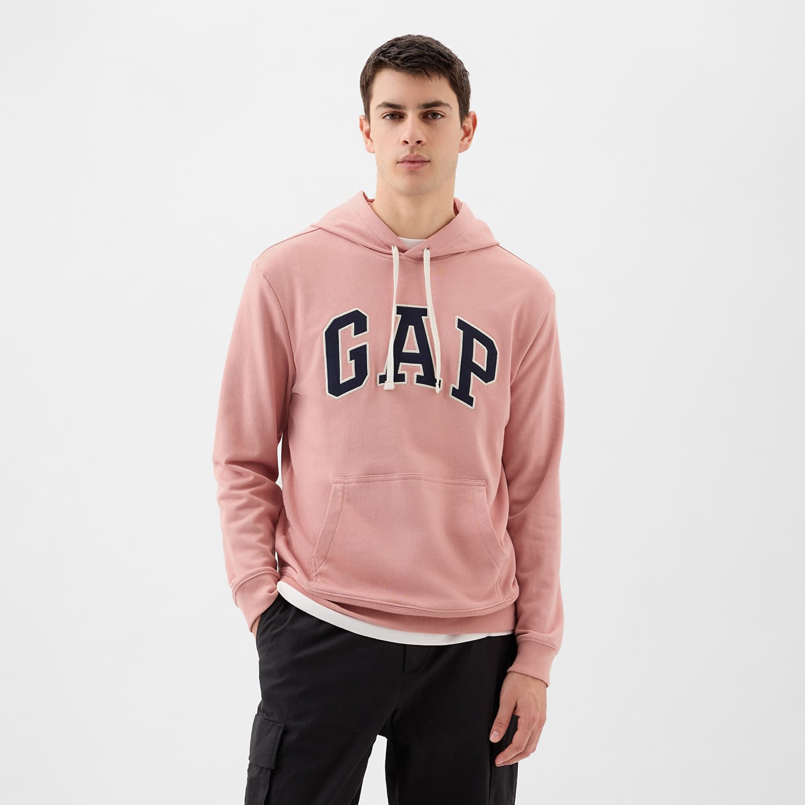 French Terry Pullover Logo Hoodie Pink Rosette 16-1518
