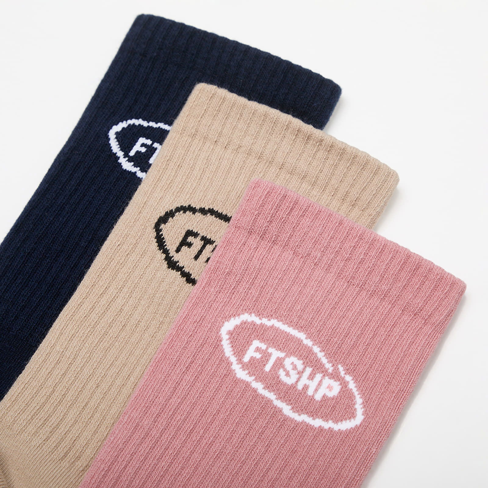 Basic Crew Socks 3-Pack Navy/ Acru/ Pink