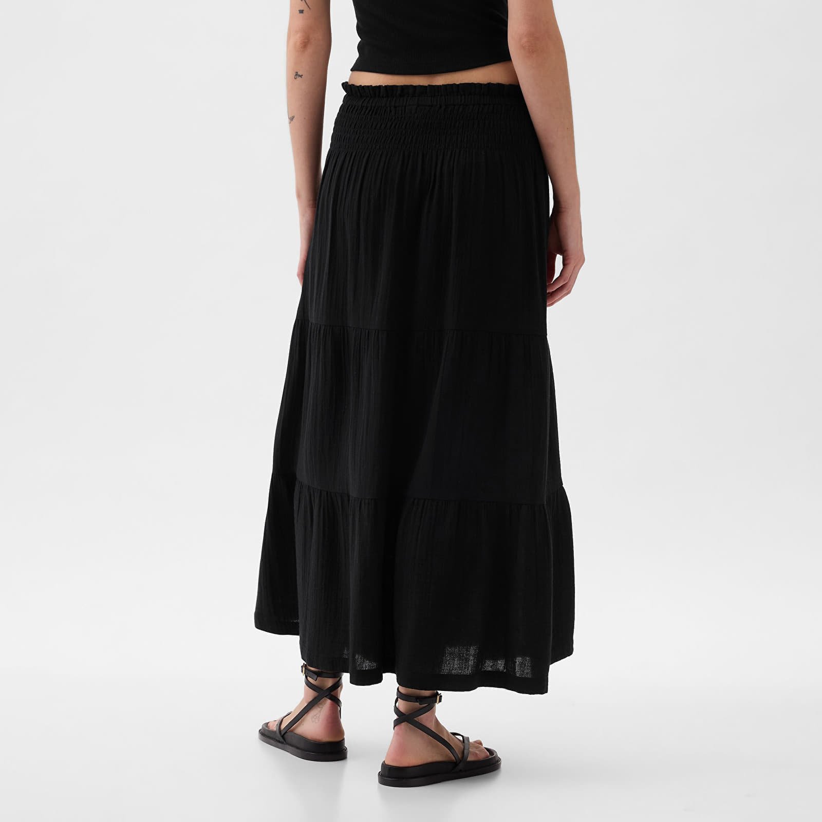 Skirt Pull On Gauze Maxi Skirt Black