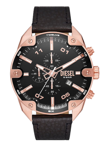 Diesel Spiked Chronograph Leather Watch DZ4607