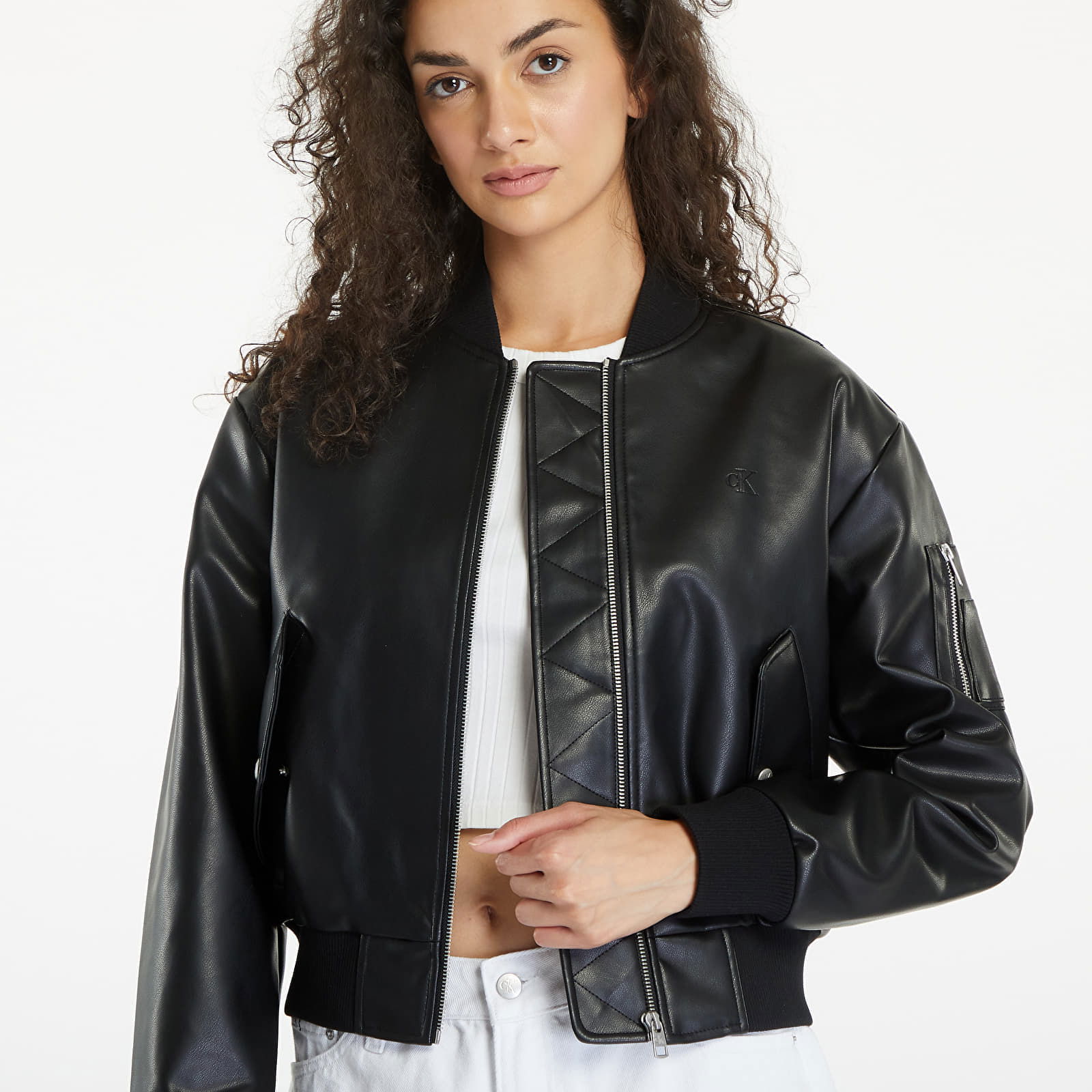 Faux Leather Bomber