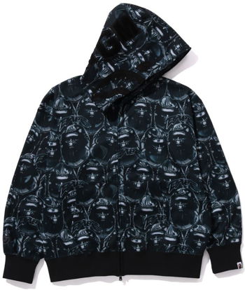 BAPE Head Graffiti Shark Full Zip Hoodie 1J80115004-BLK