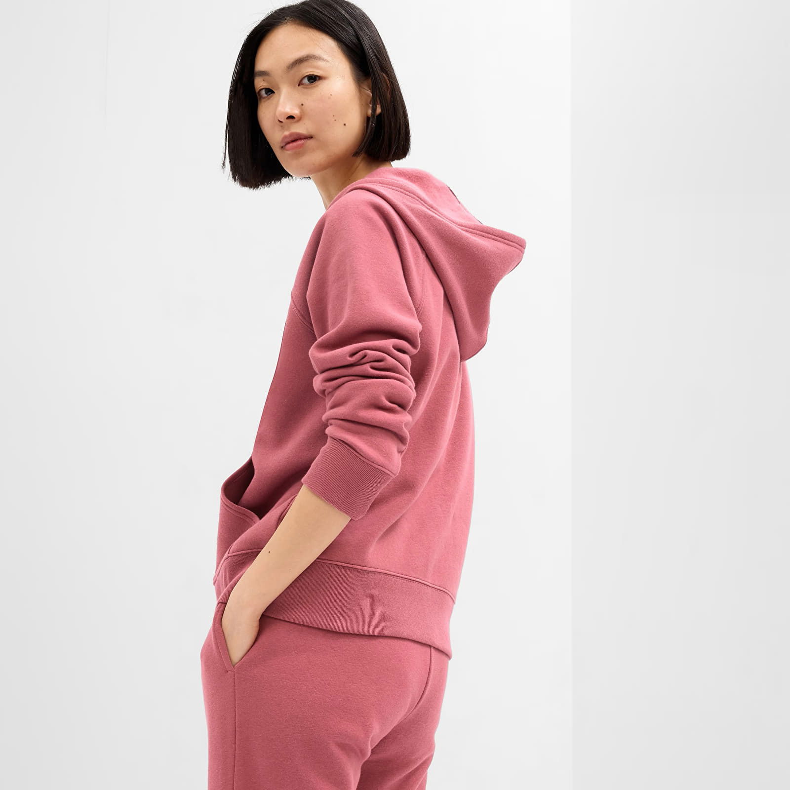 Fullzip Logo Hoodie Dry Rose