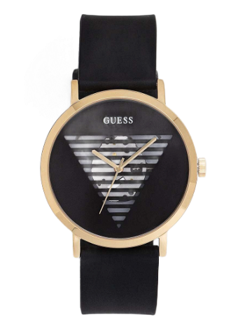 GUESS Gold Tone Case Black Silicone Watch GW0503G1