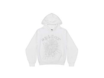 Sp5der OG Rhinestone Logo Hoodie White 2406 100000106ORH WHIT