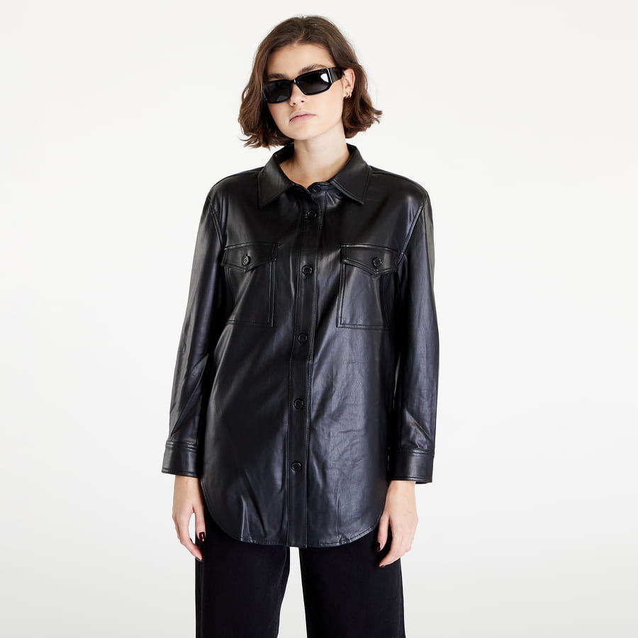 Nicole Pu Leather Shirt Jacket