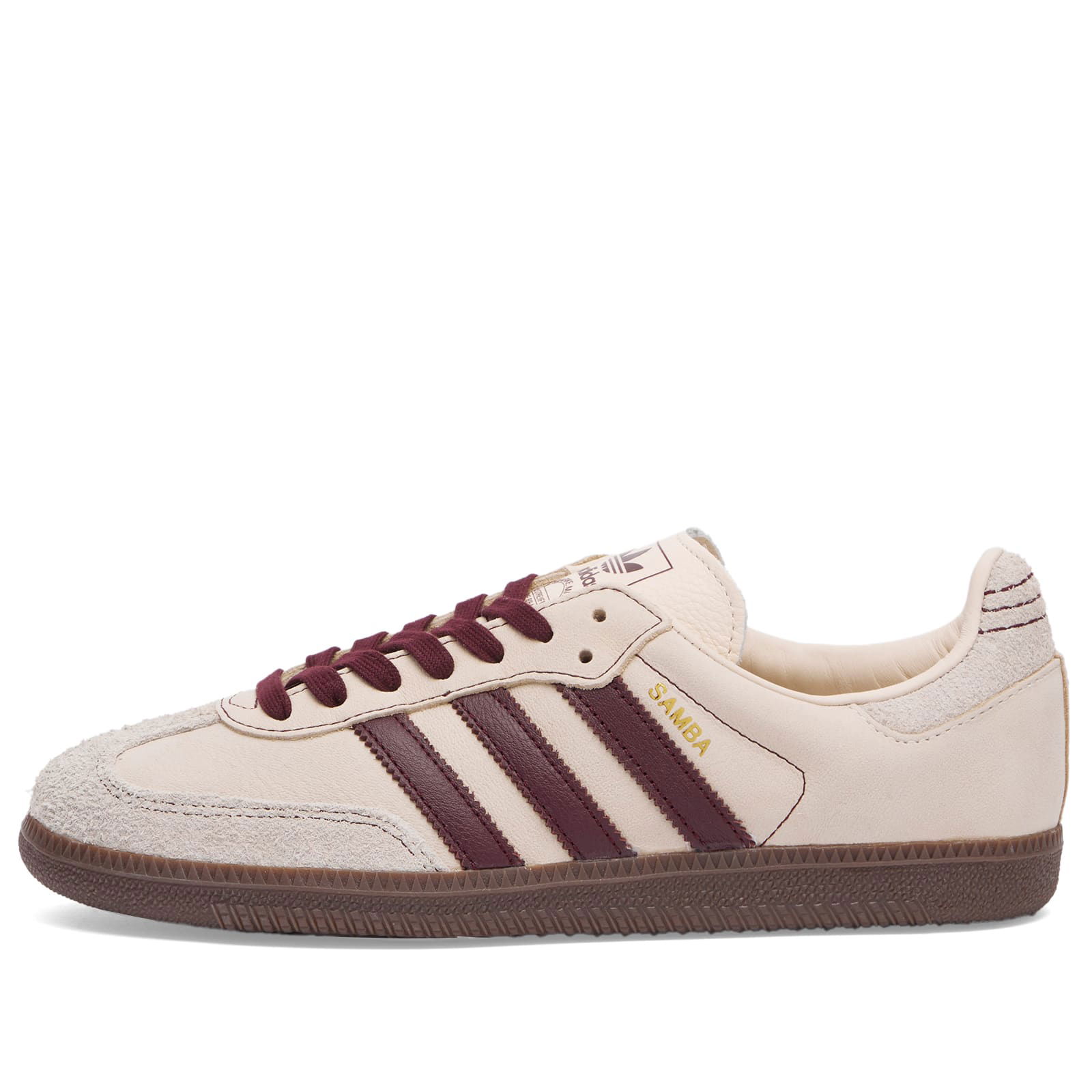 Adidas Women's Samba OG W in Wonder White/Maroon/Putty Grey,