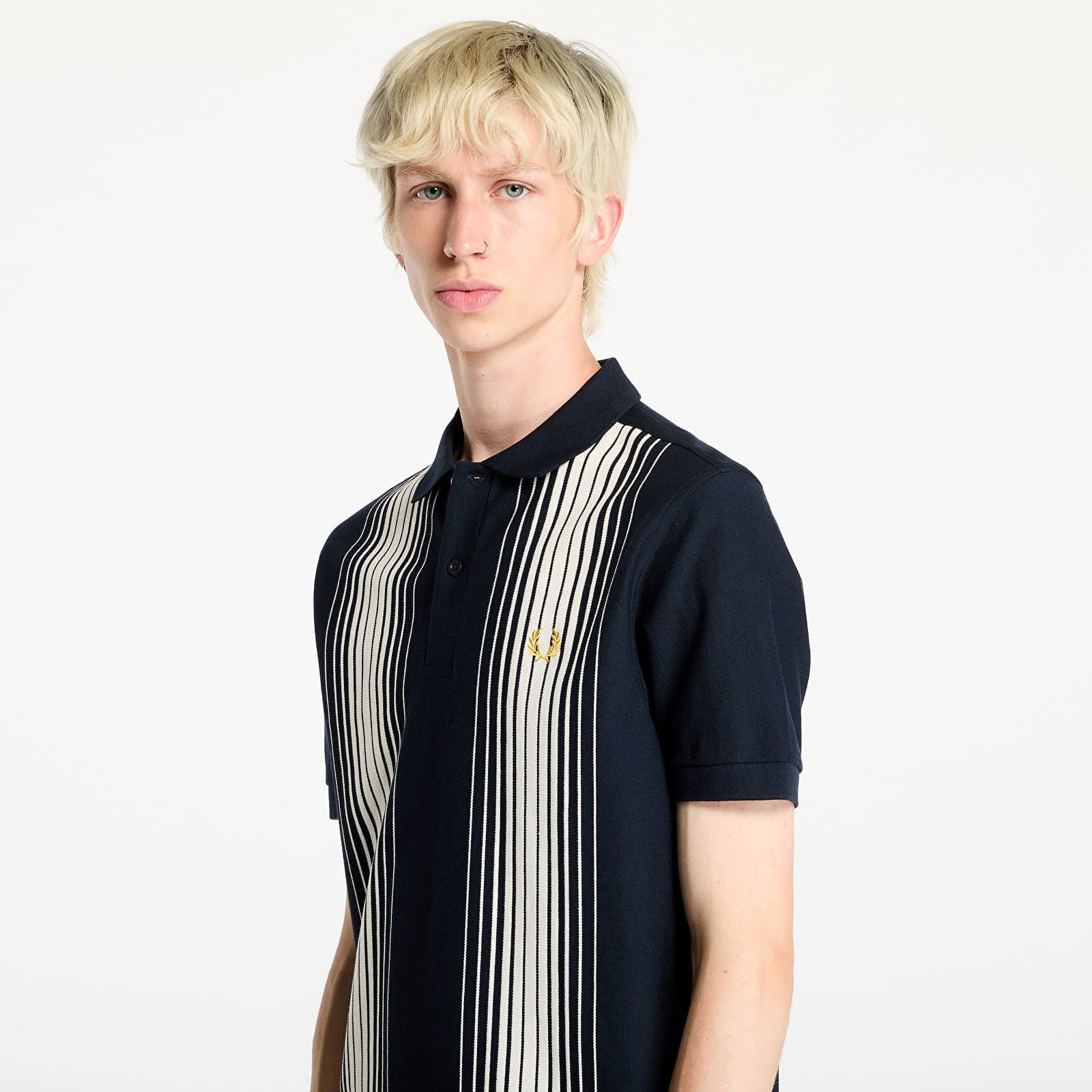 Ombre Stripe Polo Short Sleeve Tee Navy