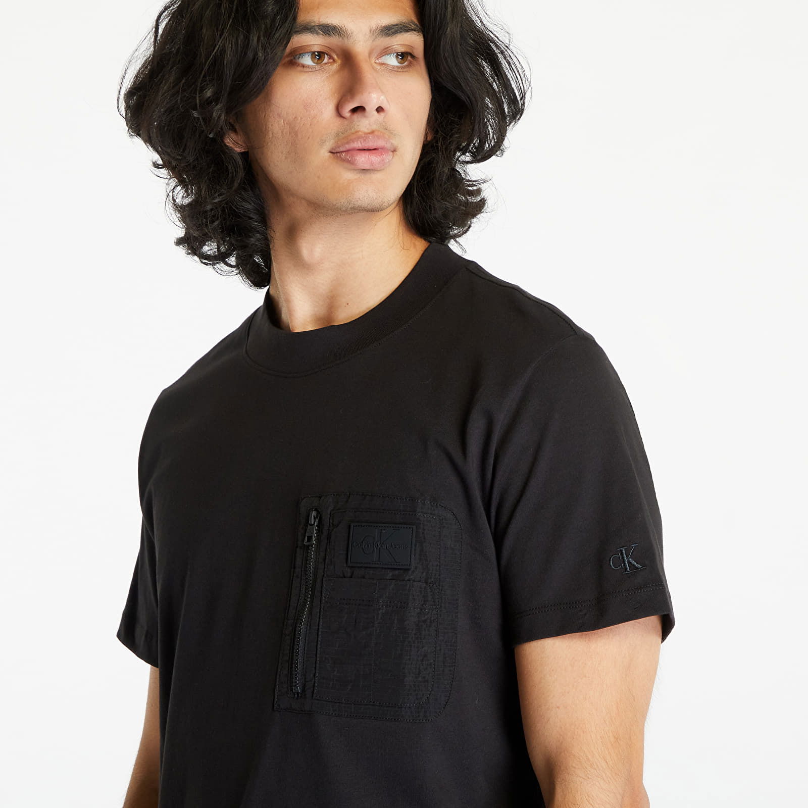 Jeans Mix Media Short Sleeve Tee Black