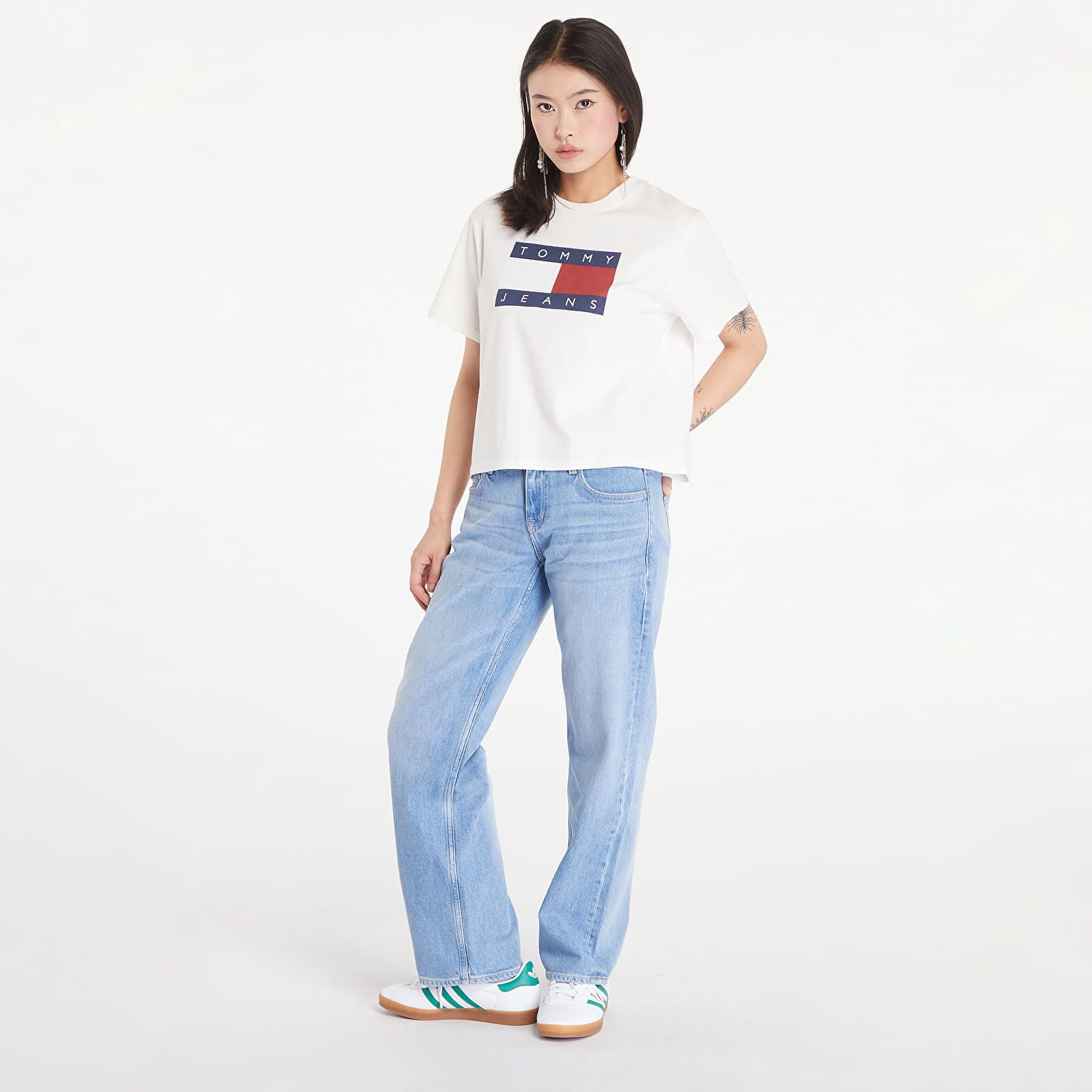 Flag Badge Boxy Fit T-Shirt Ancient White