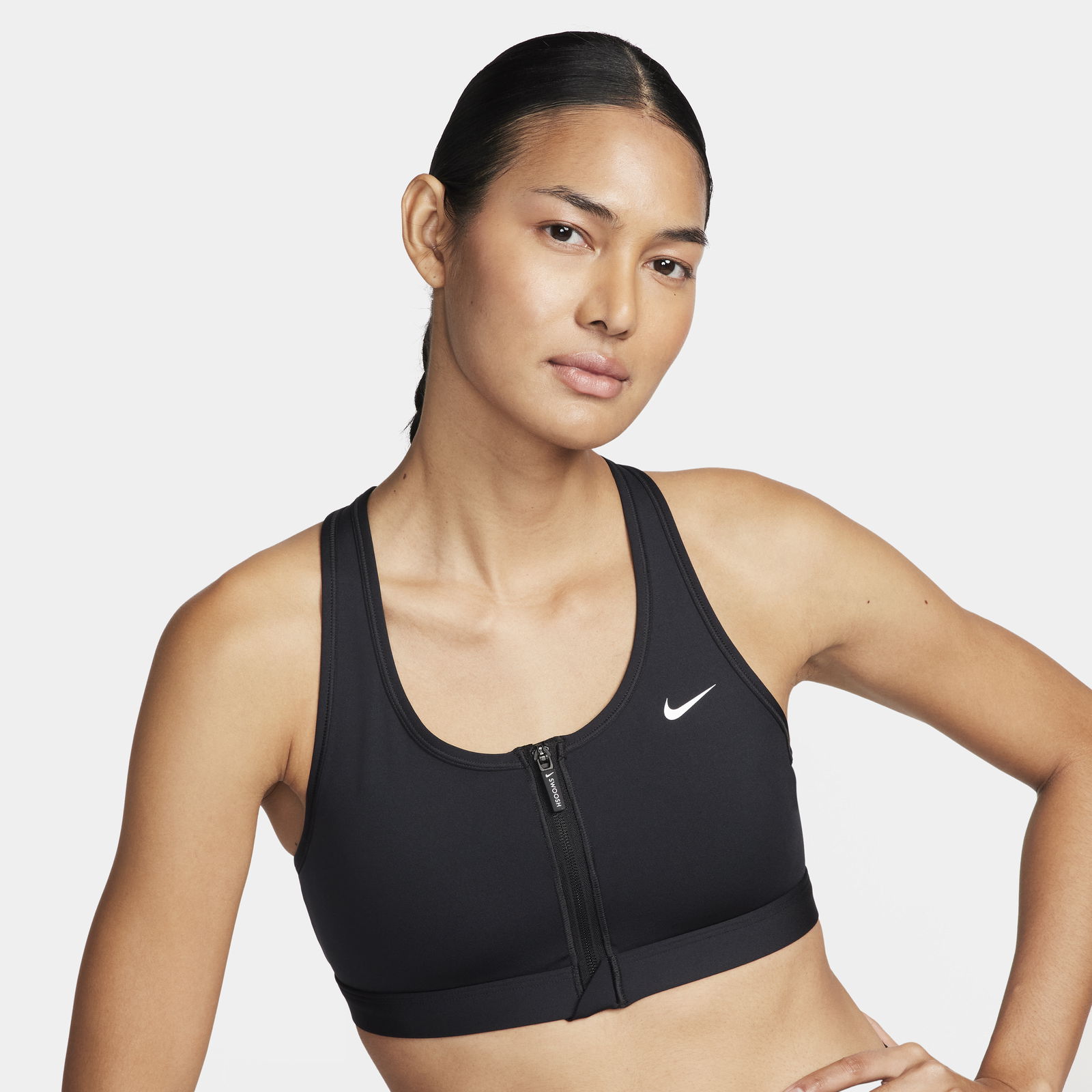 Swoosh Front Zip Medium-Support Padded Sports Bra