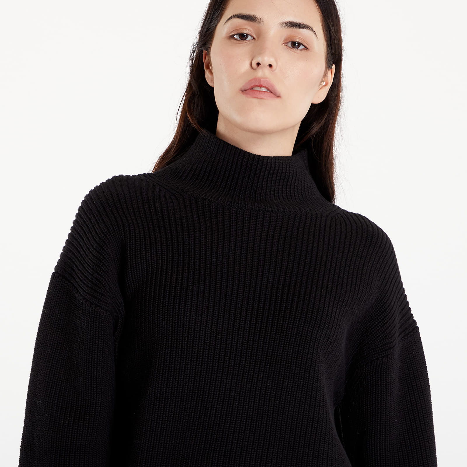 Chunky Loose High Neck Sweater Black