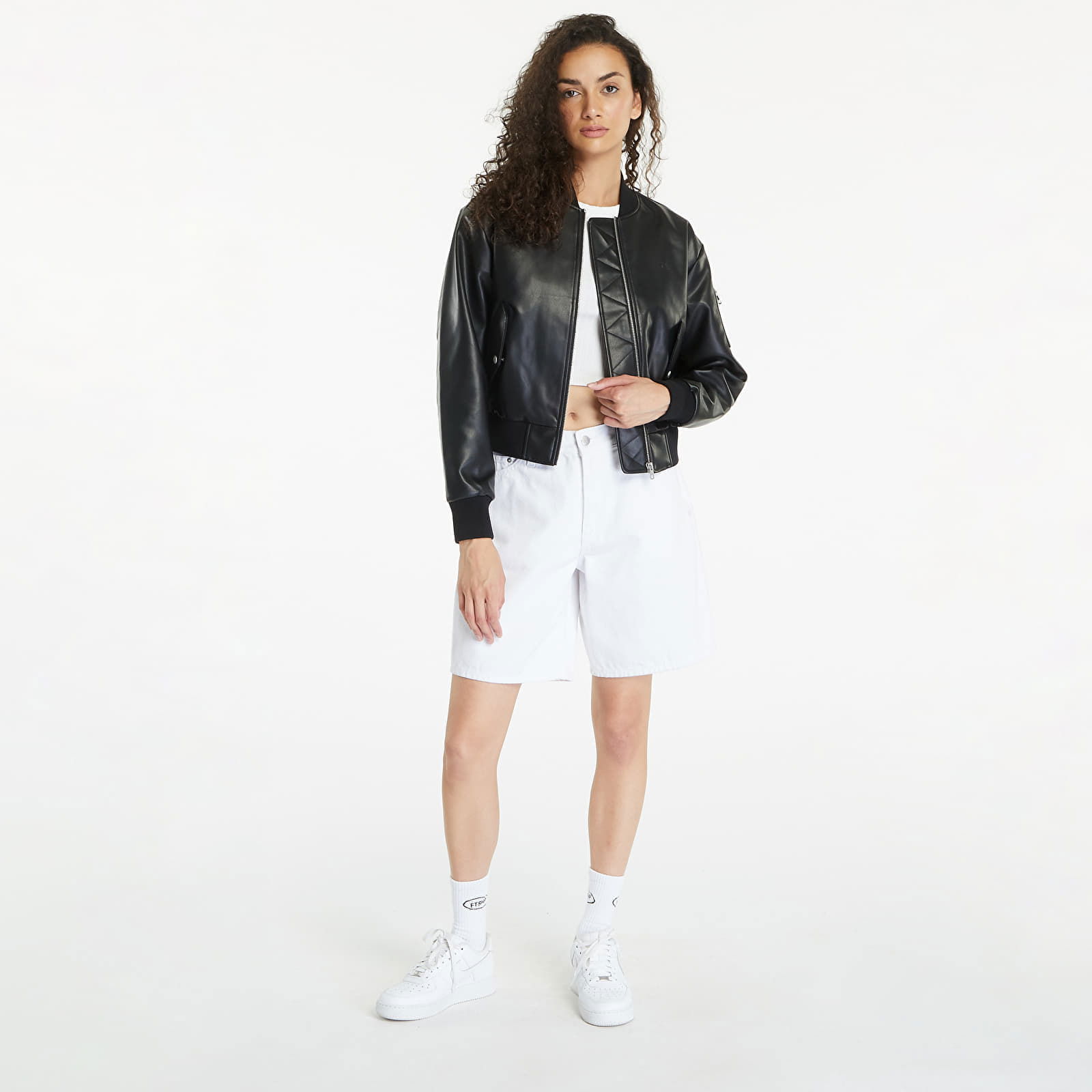 Faux Leather Bomber