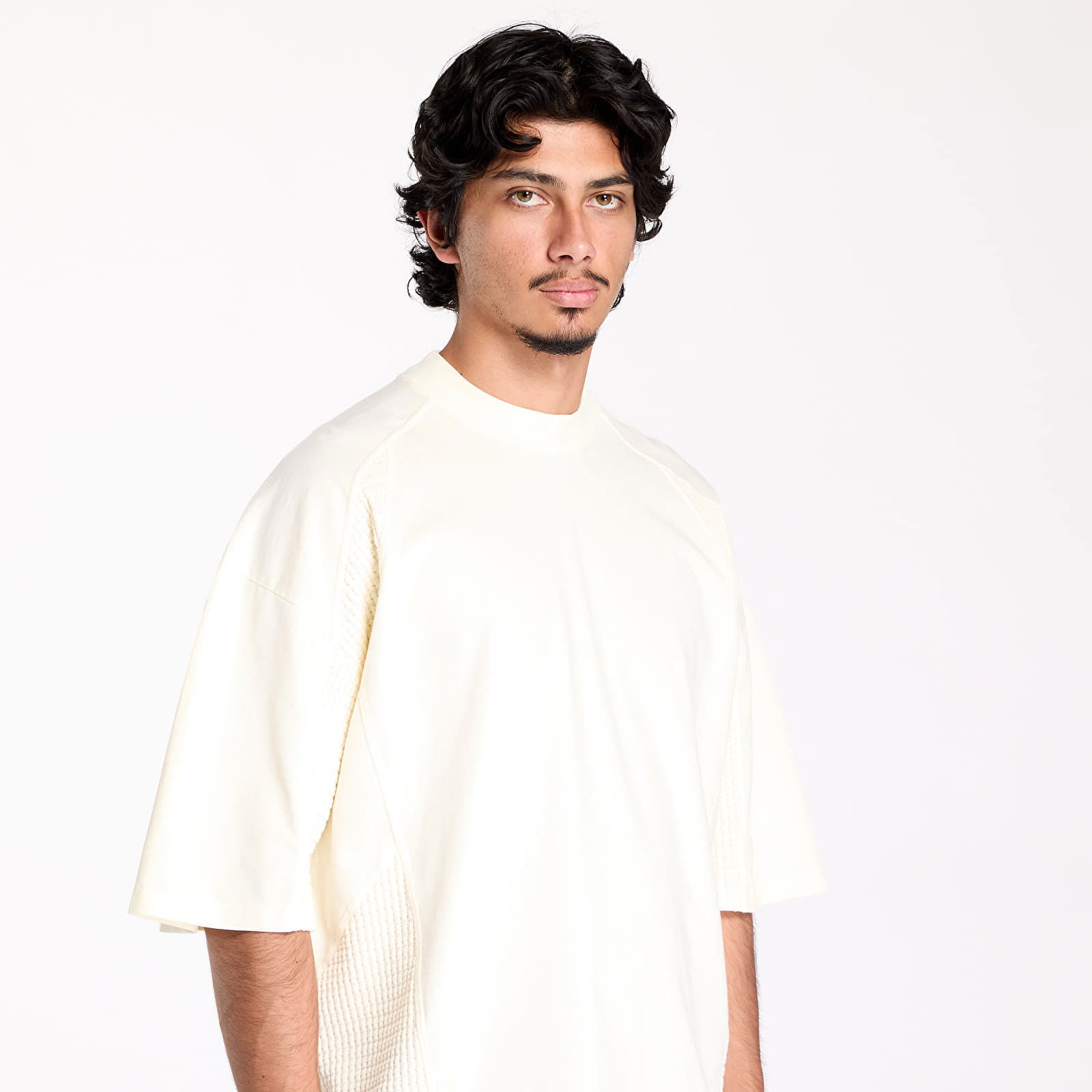 Short Sleeve Uniform Bi-Material Tee Coconut White