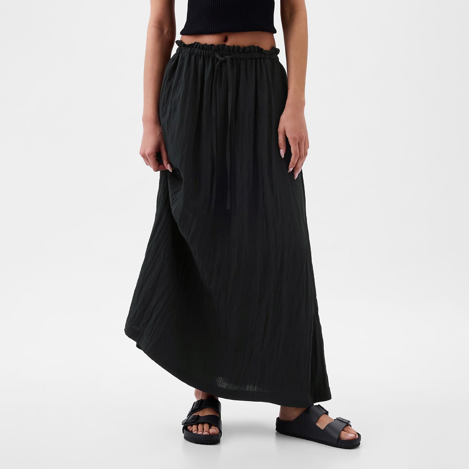 Skirt Paperbag Pull On Maxi Skirt Black