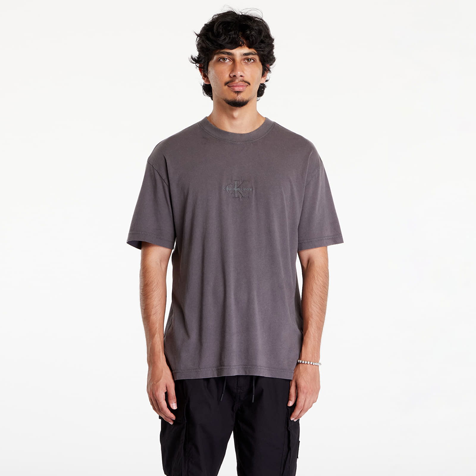 Washed Monologo Short Sleeve Tee Gray