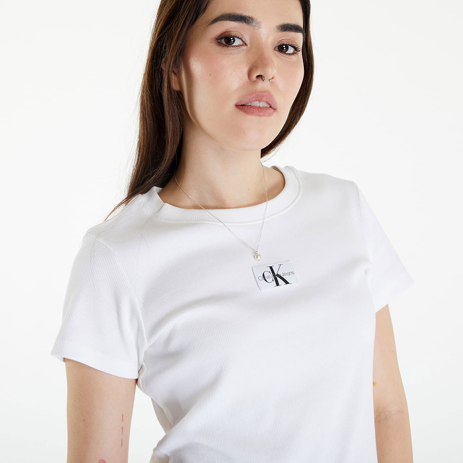 Woven Label Rib Slim Short Sleeve Tee