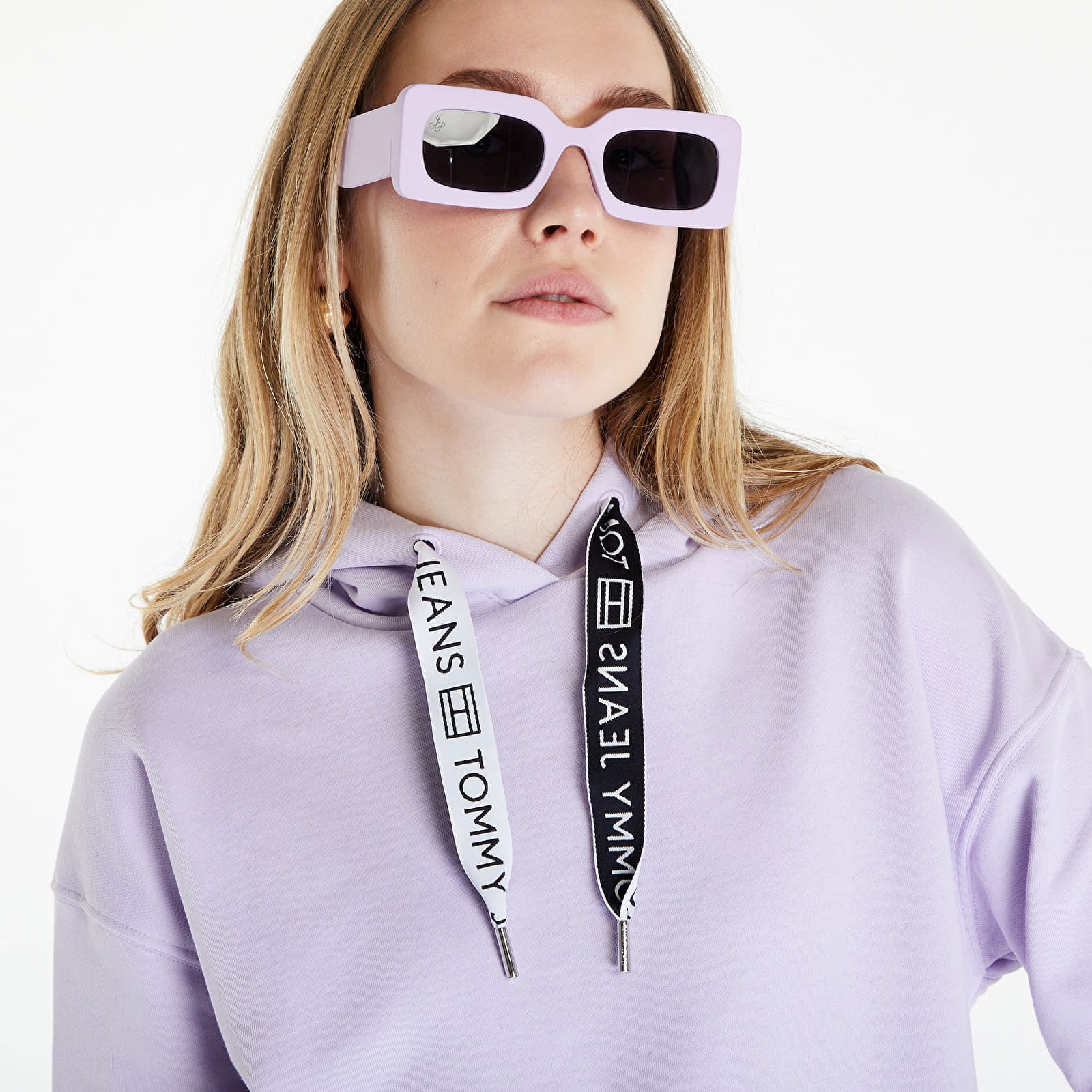 Boxy Logo Drawcord Hoodie Lavender Flower