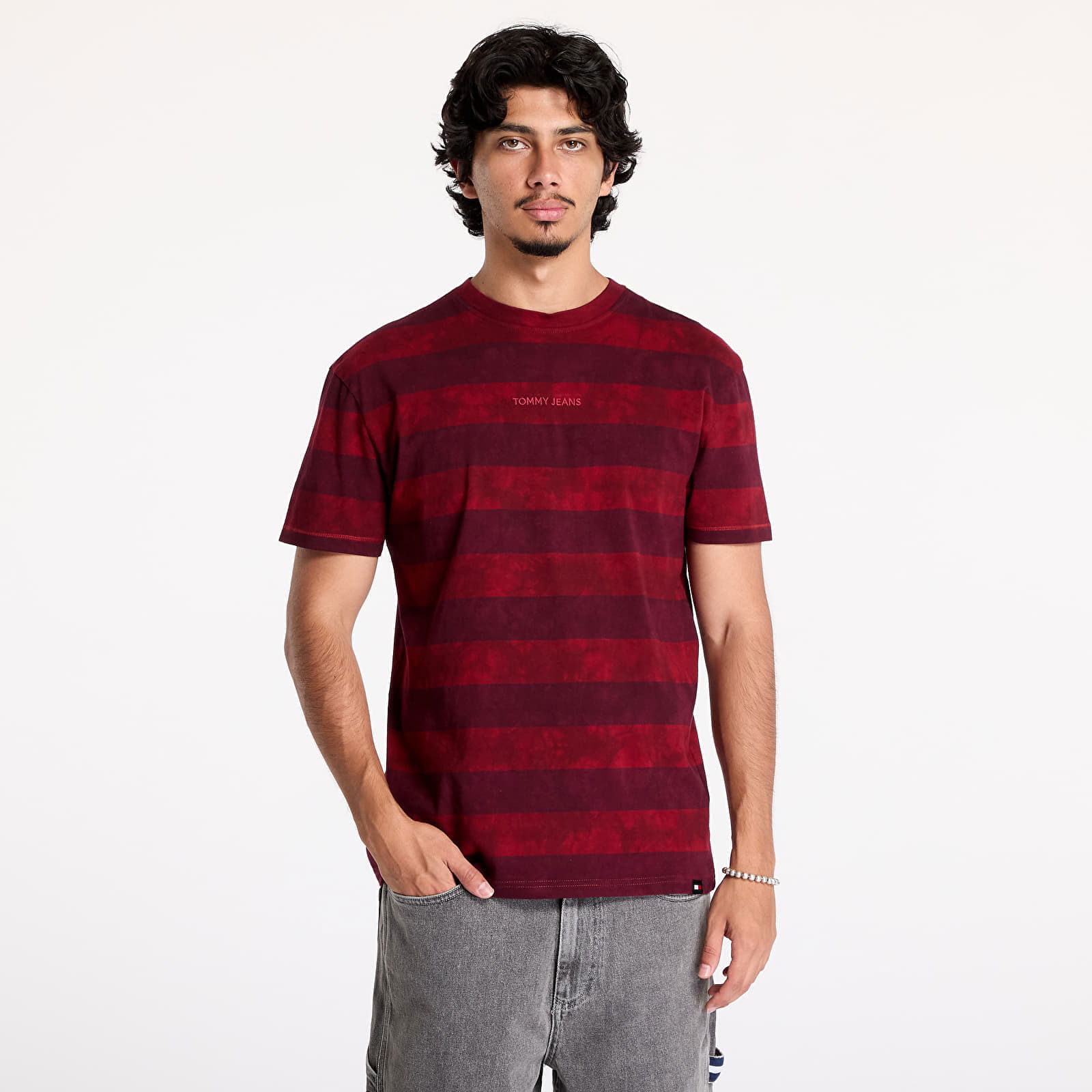 Regular Classic Overdyed Tee Deep Rouge/ Heritage Pink Stripe