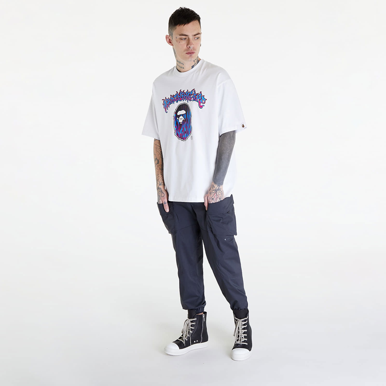 A BATHING APE Mad Flame Ape Head Relaxed Fit Tee White