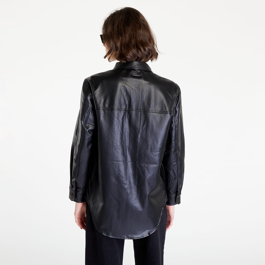 Nicole Pu Leather Shirt Jacket